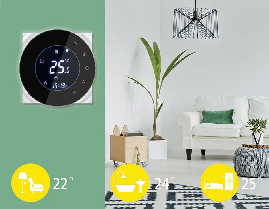 Smart Touch WIFI Thermostat LCD Screen Water Heating Electirc Floor Heating Water Gas Boiler Temperature Controller Google Home