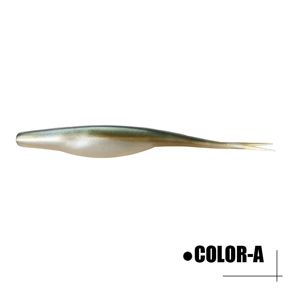 Spinpoler 4.72" Soft Plastic TPR Floating Fluke Jerk Minnow Bait Shad Minnow Silicone Plastic Artificial Swimbait Freshwater 5pc