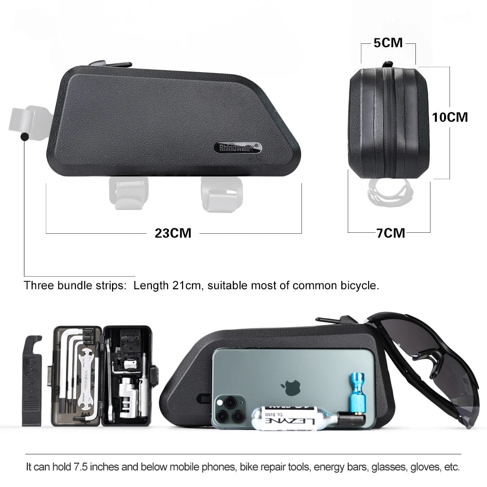Rhinowalk 1.5L Waterproof Top Tube Bicycle Bag Hard Shell Bike Bag Stable Cycling Frame Bag Bike Accessories for  Road bike
