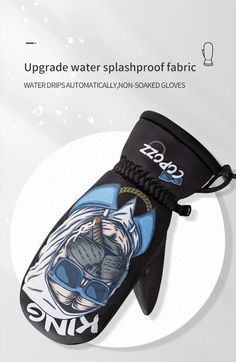 COPOZZ -30℃ Thicken Adult Teen Professional Snowboarding Ski Gloves Windproof Winter Warm Thermal Snow Mittens Skiing Snowmobile