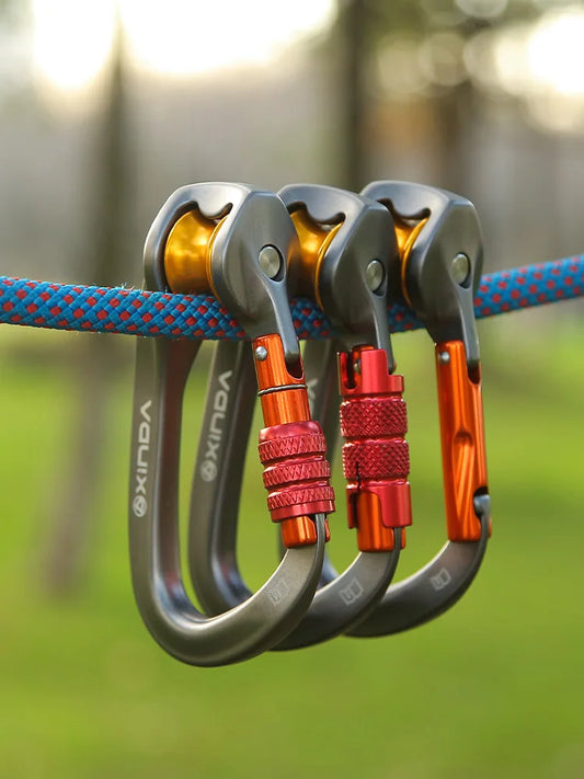Xinda Outdoor Pulley Carabiner Mountaineering Safety Buckle Lock Cross Strop Equipment Bearing Pulley Hook