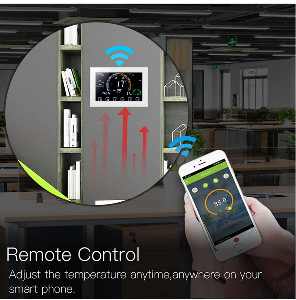 TUYA Wi-Fi Smart Large Colorful Screen Room Programmable Air Thermostat WIFI for Switch Heating Cooler Bridge Voice Alexa