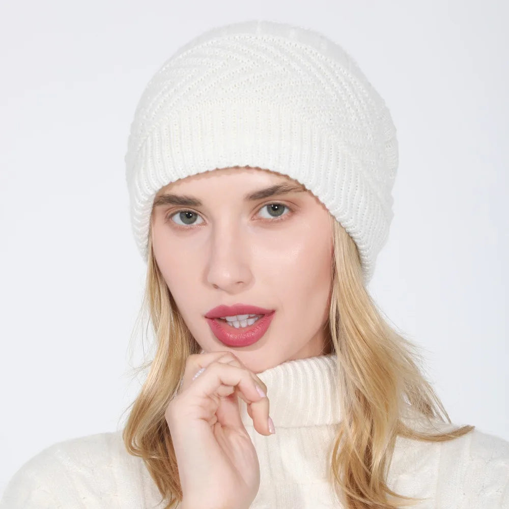 fashion women stretchy knitted Skullies Beanies Hat solid snood scarf warm Beanie For womem Autumn winter Female Beanie cap