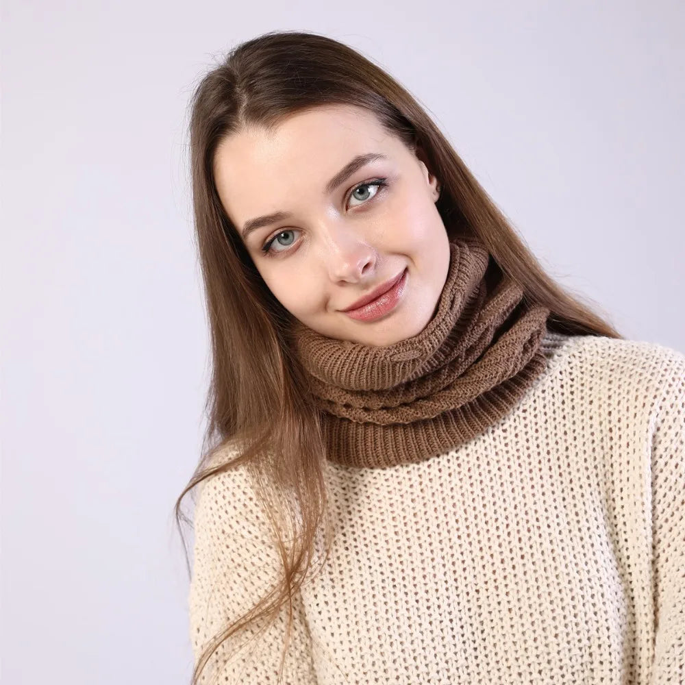 fashion women stretchy knitted Skullies Beanies Hat solid snood scarf warm Beanie For womem Autumn winter Female Beanie cap