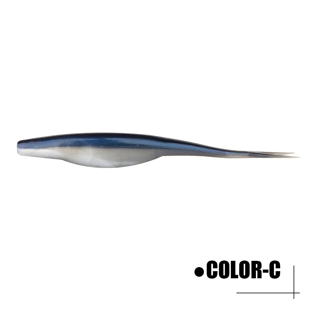 Spinpoler 4.72" Soft Plastic TPR Floating Fluke Jerk Minnow Bait Shad Minnow Silicone Plastic Artificial Swimbait Freshwater 5pc