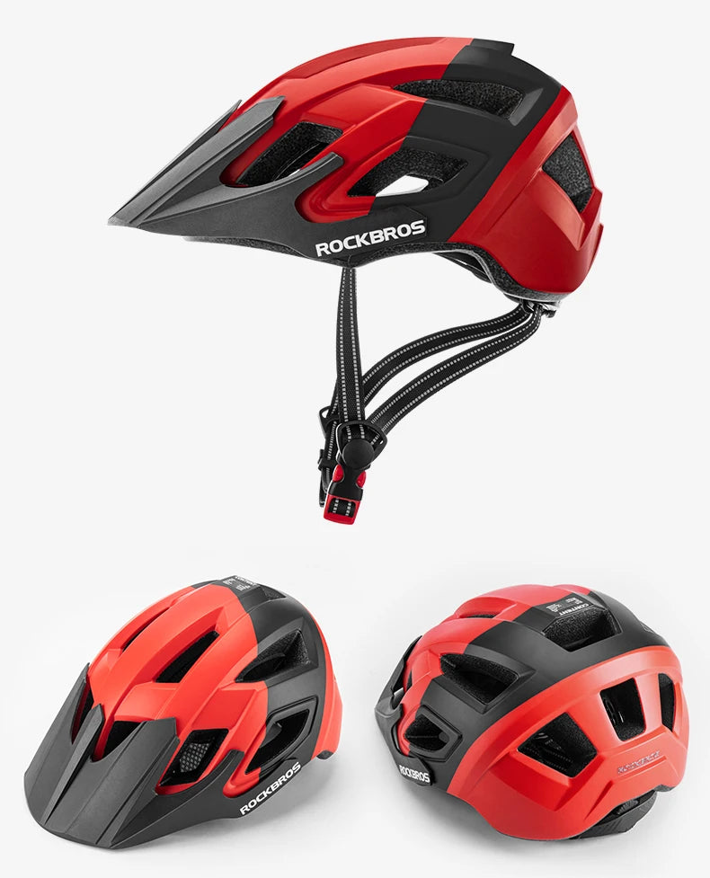ROCKBROS Bike Headlamp Night Cycling Helmet With Glowing Headlight Warning Light MTB Bicycle Helmet Rechargeable Sport SafetyCap
