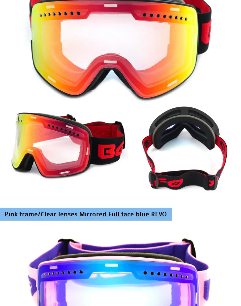 Ski Goggles Snowboard Mask For Men Women Skiing Eyewear UV400 Snow Protection Over Glasses Magnetic Mountaineering Glasses
