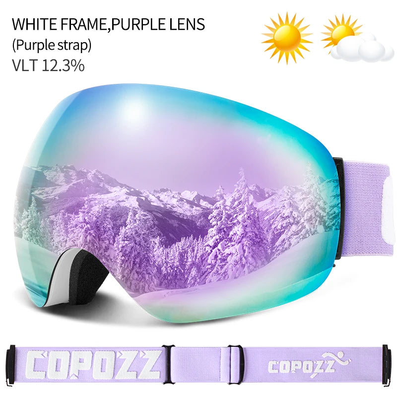 COPOZZ Outdoor Sports Ski Goggles UV400 Protection Ski Mask Male Female Anti-Fog Big Face Snow Glasses Snowboard Skiing Eyewear