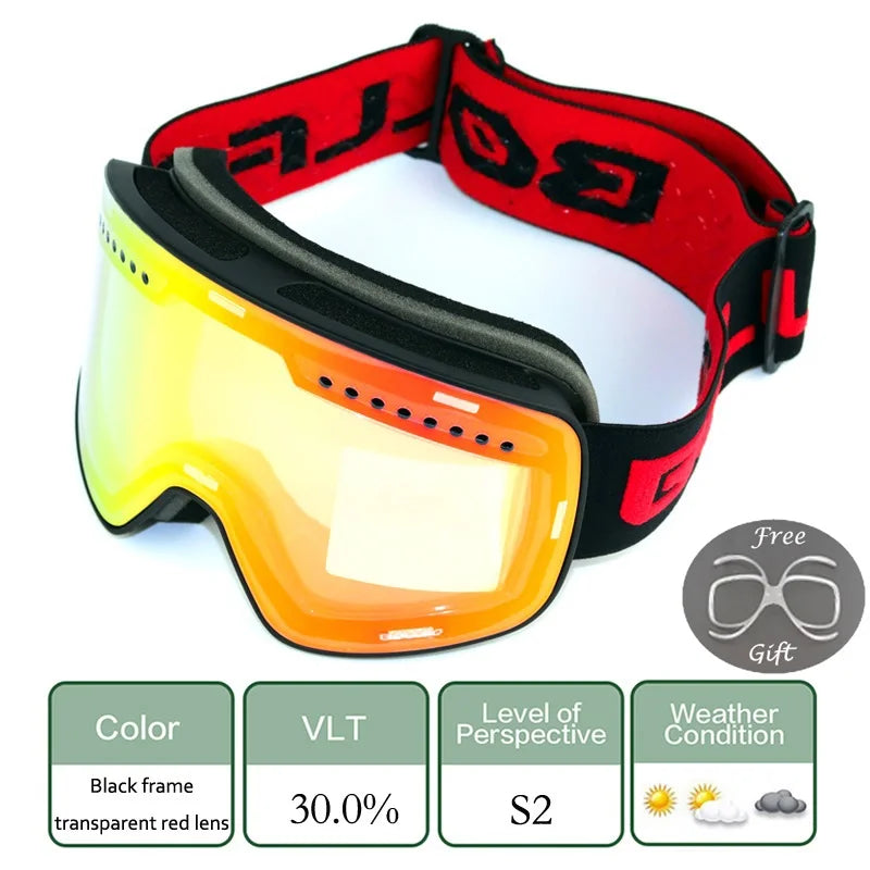 Ski Goggles Snowboard Mask For Men Women Skiing Eyewear UV400 Snow Protection Over Glasses Magnetic Mountaineering Glasses