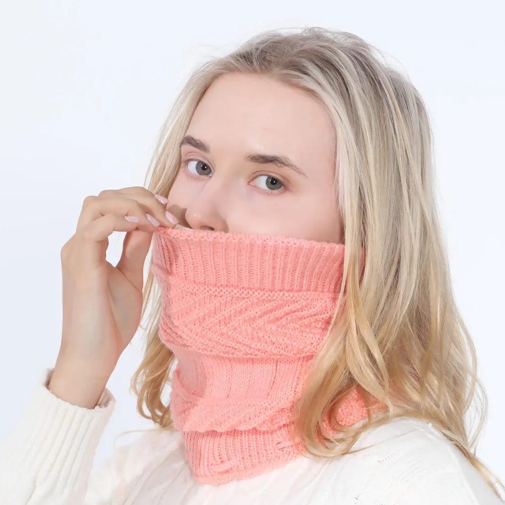 fashion women stretchy knitted Skullies Beanies Hat solid snood scarf warm Beanie For womem Autumn winter Female Beanie cap