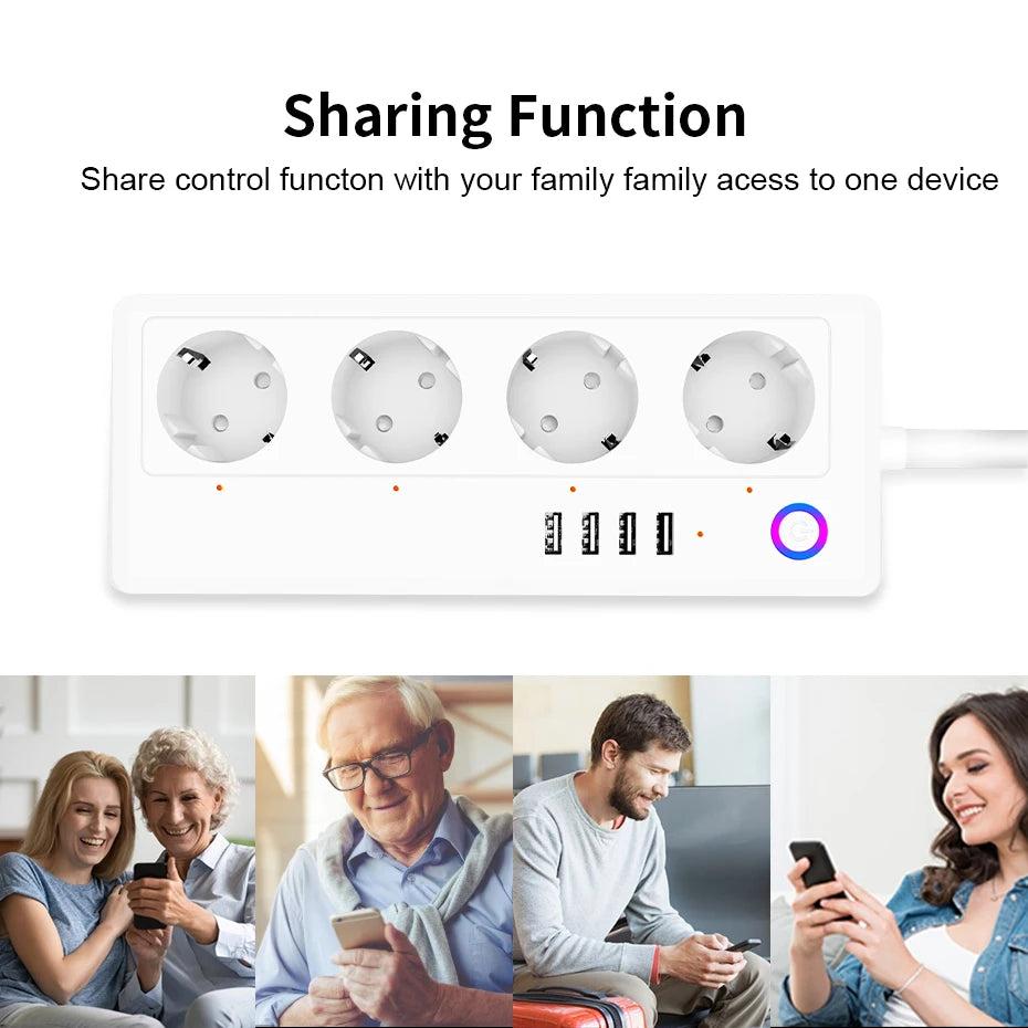 Smart socket WiFi Power Strip Multi Plug With 4 Plug 4USB Port Compatible With alexa google home Smart home Tuya Smart smartlife