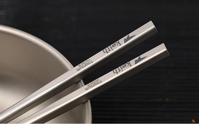 Keith Titanium Tableware Chinese Chopsticks Square Solid Chopsticks Ultralight Outdoor Camping Bacteriostatic Tableware 230mm