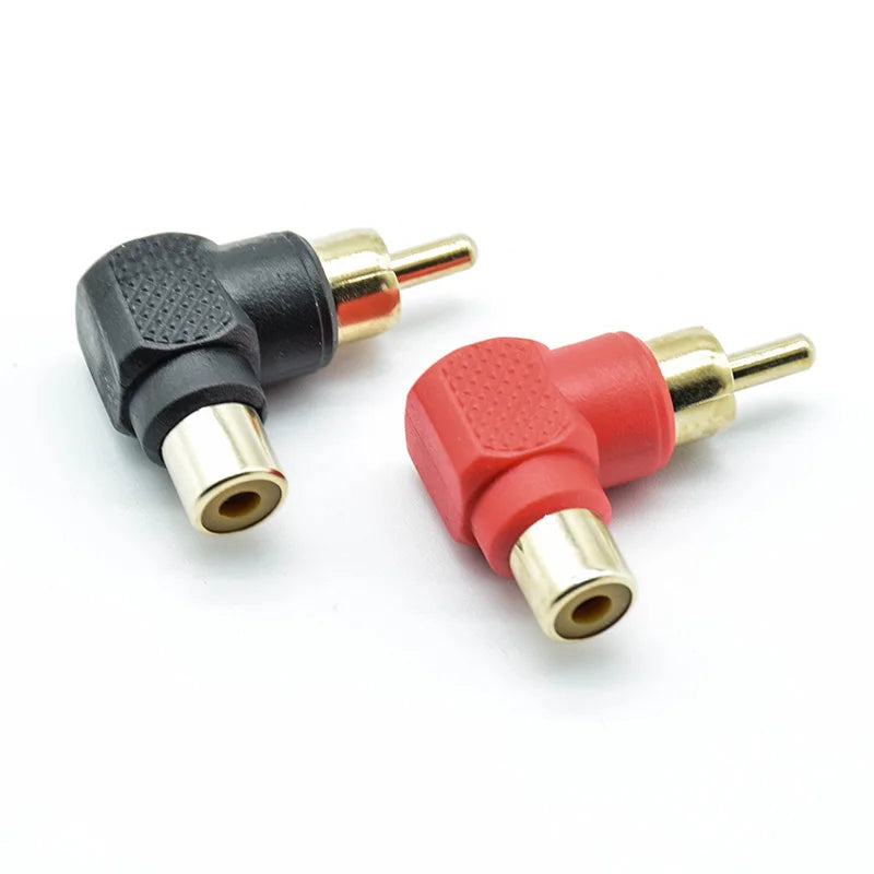 2Pcs 90 Degree RCA Right Angle Connector Plug Adapters Male To Female M/F 90 Degree Elbow Audio Adapter