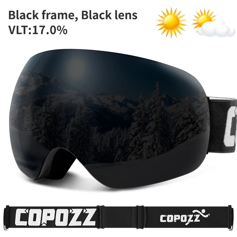 COPOZZ Outdoor Sports Ski Goggles UV400 Protection Ski Mask Male Female Anti-Fog Big Face Snow Glasses Snowboard Skiing Eyewear