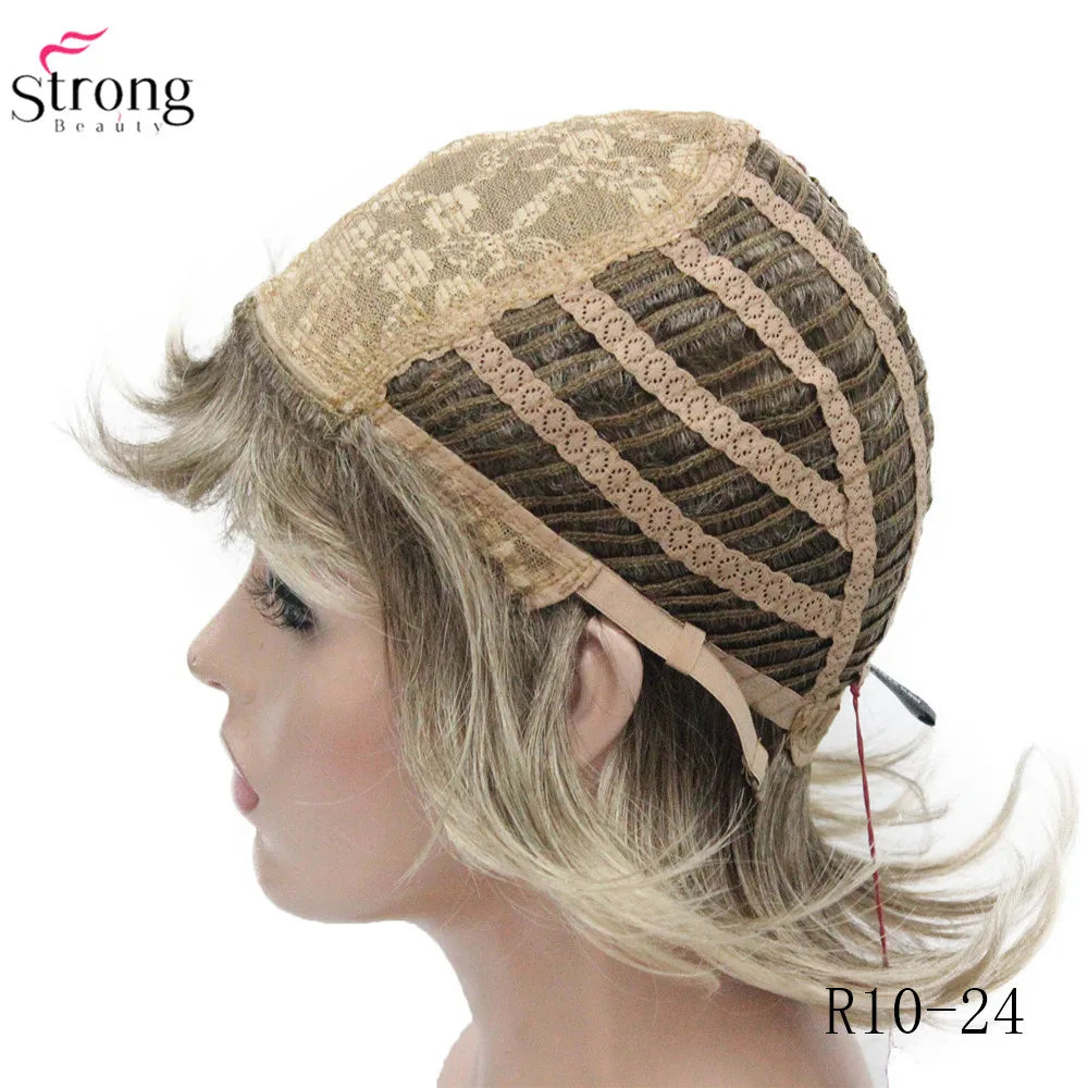 StrongBeauty Women Synthetic wig Short Hair Auburn/Blonde Natural wigs Capless Layered Hairstyles
