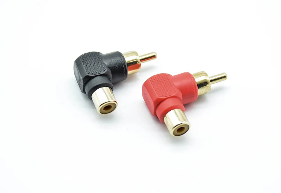 2Pcs 90 Degree RCA Right Angle Connector Plug Adapters Male To Female M/F 90 Degree Elbow Audio Adapter