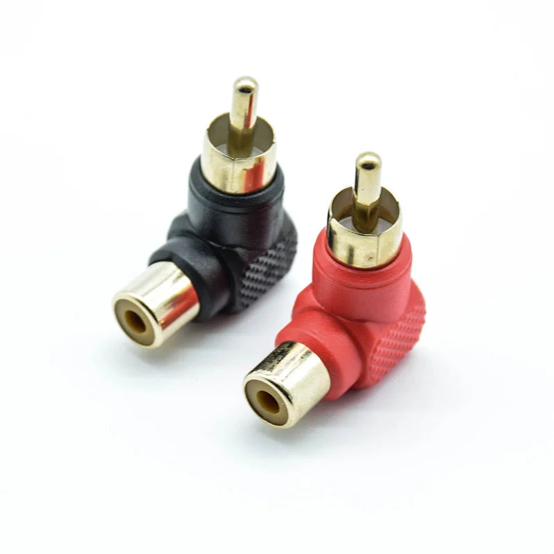 2Pcs 90 Degree RCA Right Angle Connector Plug Adapters Male To Female M/F 90 Degree Elbow Audio Adapter