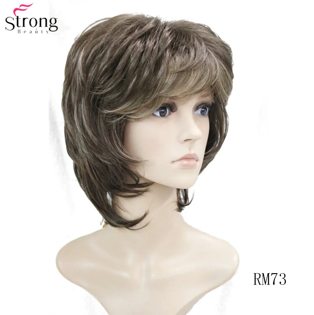 StrongBeauty Women Synthetic wig Short Hair Auburn/Blonde Natural wigs Capless Layered Hairstyles