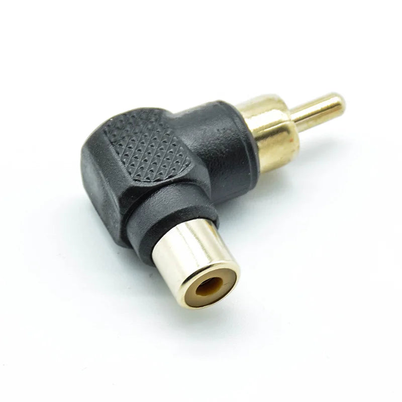 2Pcs 90 Degree RCA Right Angle Connector Plug Adapters Male To Female M/F 90 Degree Elbow Audio Adapter
