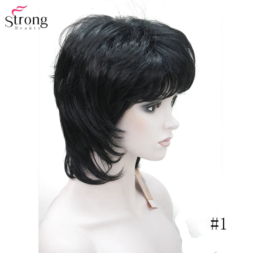 StrongBeauty Women Synthetic wig Short Hair Auburn/Blonde Natural wigs Capless Layered Hairstyles