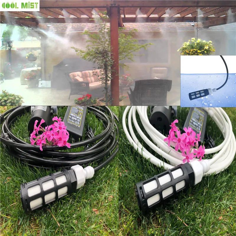 A29 Outdoor Misting Cooling System 12V Water Pump Kit Fog Nozzle For Greenhouse Garden Patio 8M -18M Timer Smart Irrigation Kits