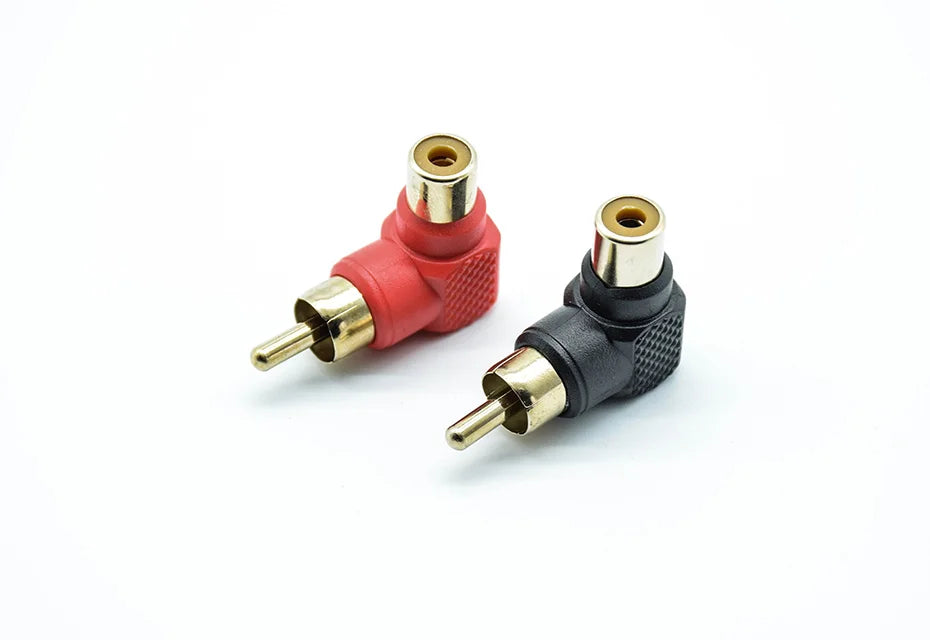2Pcs 90 Degree RCA Right Angle Connector Plug Adapters Male To Female M/F 90 Degree Elbow Audio Adapter