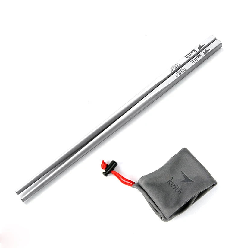 Keith Titanium Tableware Chinese Chopsticks Square Solid Chopsticks Ultralight Outdoor Camping Bacteriostatic Tableware 230mm