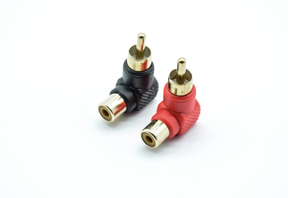 2Pcs 90 Degree RCA Right Angle Connector Plug Adapters Male To Female M/F 90 Degree Elbow Audio Adapter