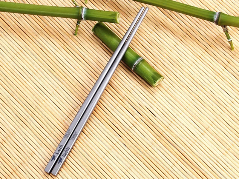 Keith Titanium Tableware Chinese Chopsticks Square Solid Chopsticks Ultralight Outdoor Camping Bacteriostatic Tableware 230mm