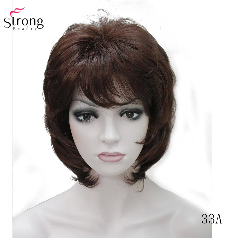 StrongBeauty Women Synthetic wig Short Hair Auburn/Blonde Natural wigs Capless Layered Hairstyles