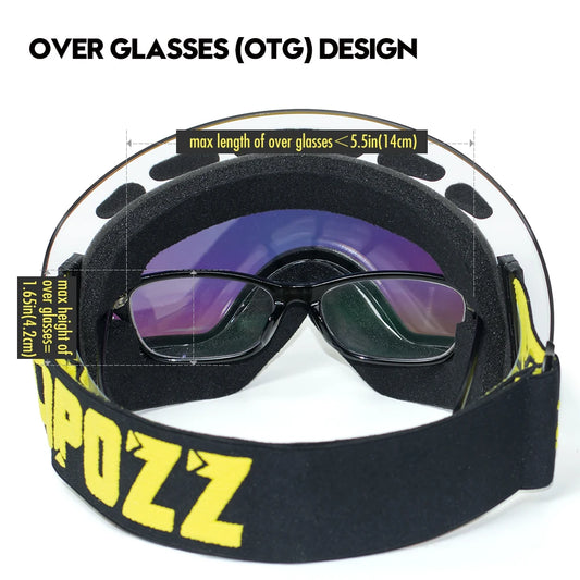 Frameless Anti-Fog Ski Goggles Night Lens Box Set 100% UV400 Protection Ski Snowboard Anti-Slip Strap Snow Goggles for Men Women