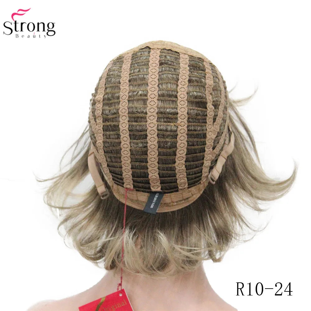 StrongBeauty Women Synthetic wig Short Hair Auburn/Blonde Natural wigs Capless Layered Hairstyles