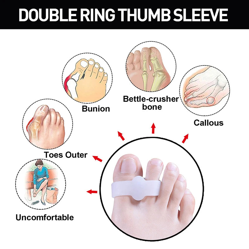 2pcs Silicone Gel Big Toe Two Hole Thumb Valgus Toe Separator Foot Fingers Protector Corrector Pedicure Foot Care Tool