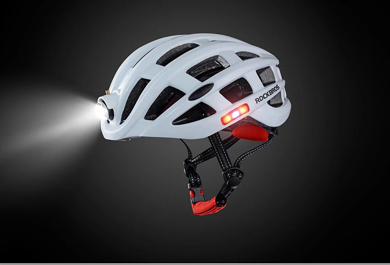 ROCKBROS Bike Headlamp Night Cycling Helmet With Glowing Headlight Warning Light MTB Bicycle Helmet Rechargeable Sport SafetyCap