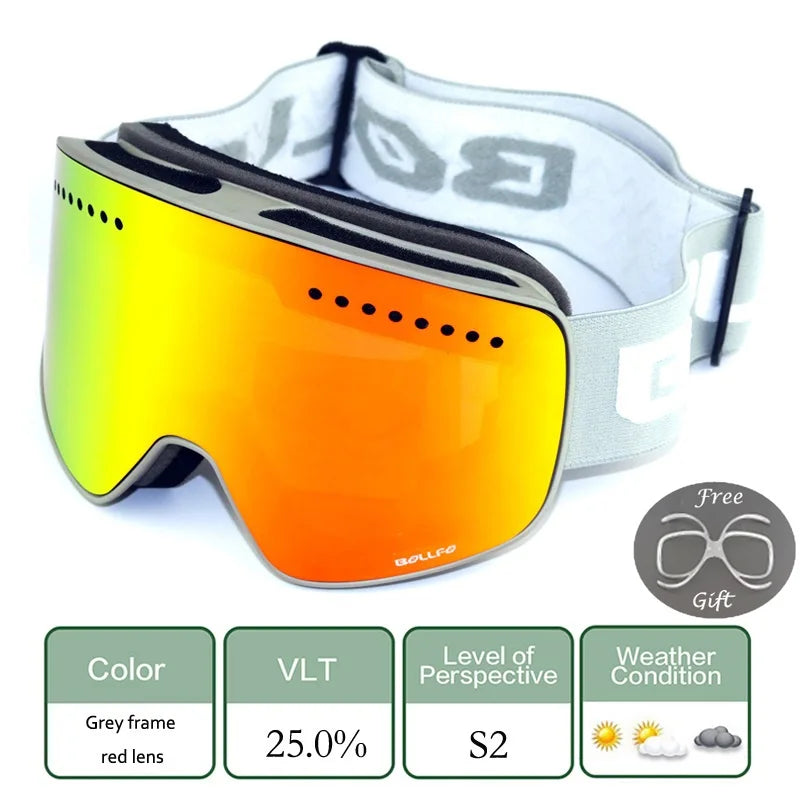 Ski Goggles Snowboard Mask For Men Women Skiing Eyewear UV400 Snow Protection Over Glasses Magnetic Mountaineering Glasses