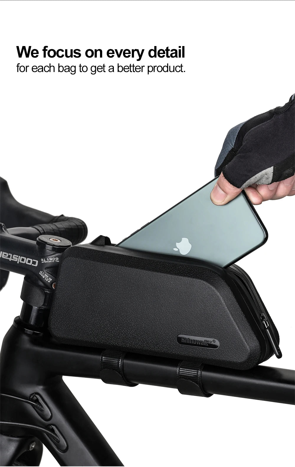 Rhinowalk 1.5L Waterproof Top Tube Bicycle Bag Hard Shell Bike Bag Stable Cycling Frame Bag Bike Accessories for  Road bike