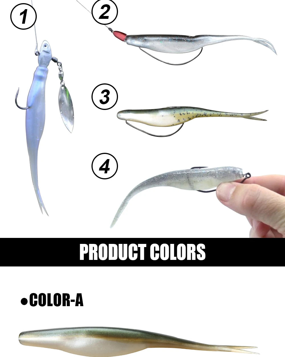 Spinpoler 4.72" Soft Plastic TPR Floating Fluke Jerk Minnow Bait Shad Minnow Silicone Plastic Artificial Swimbait Freshwater 5pc