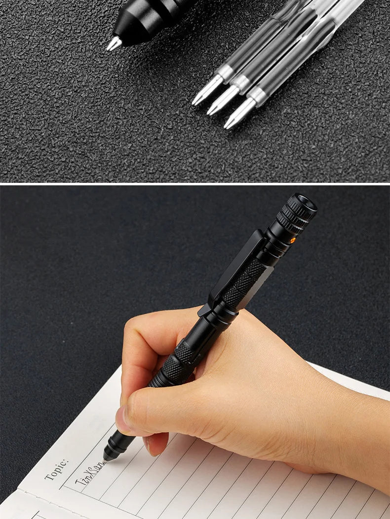 10-In-1 Multi Function Tactical Pen Emergency Flashlight Screwdriver Bottle Opener Outdoor Survival Self Defense Rescue EDC Tool