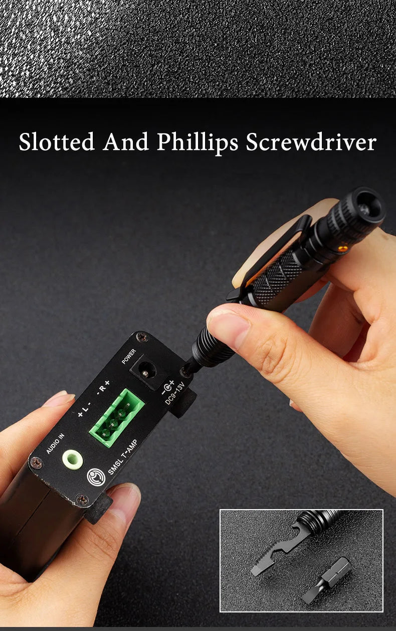 10-In-1 Multi Function Tactical Pen Emergency Flashlight Screwdriver Bottle Opener Outdoor Survival Self Defense Rescue EDC Tool