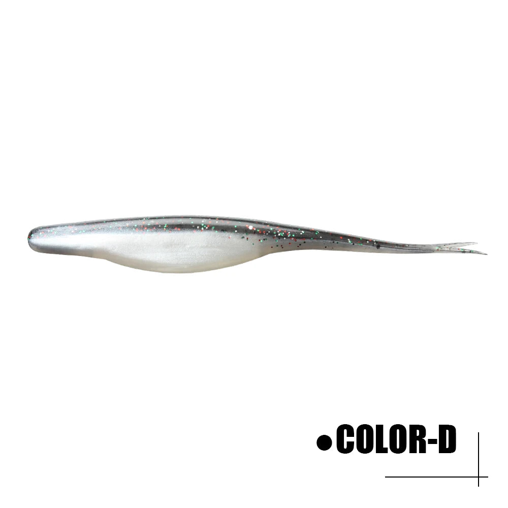 Spinpoler 4.72" Soft Plastic TPR Floating Fluke Jerk Minnow Bait Shad Minnow Silicone Plastic Artificial Swimbait Freshwater 5pc