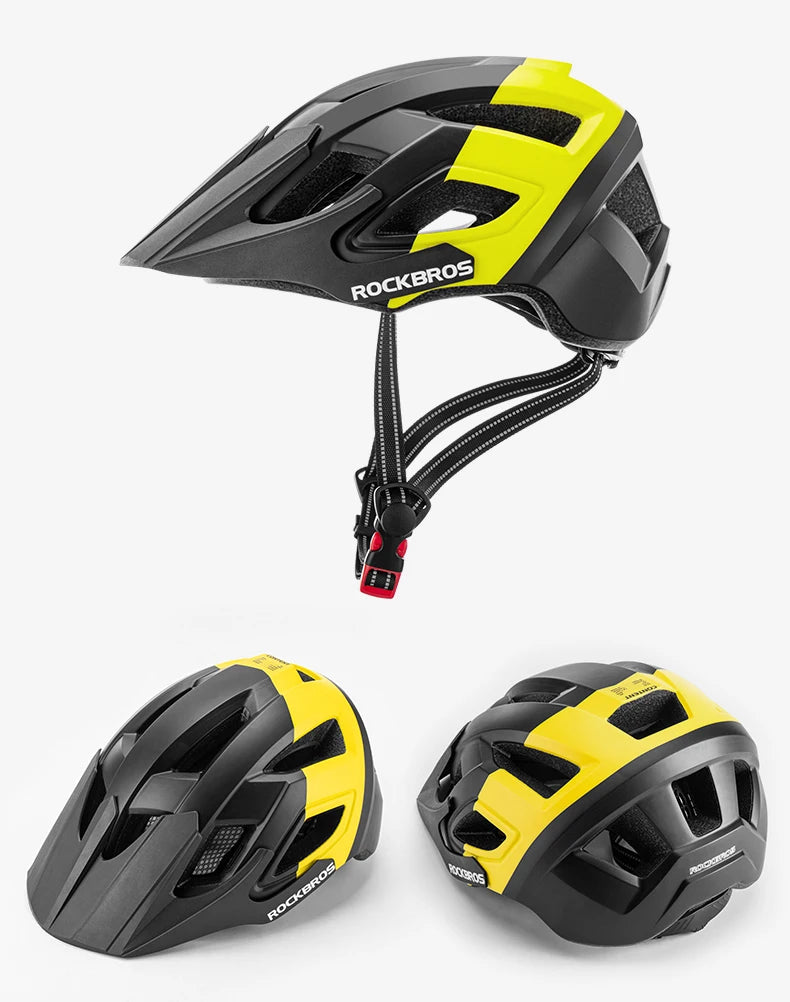 ROCKBROS Bike Headlamp Night Cycling Helmet With Glowing Headlight Warning Light MTB Bicycle Helmet Rechargeable Sport SafetyCap