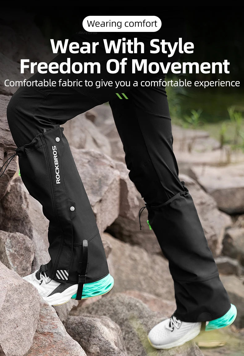 ROCKBROS Outdoor Waterproof Legging Gaiters Hiking Skiing Trekking Desert Leg Cover Boots Shoes Covers Legs Protection Guard