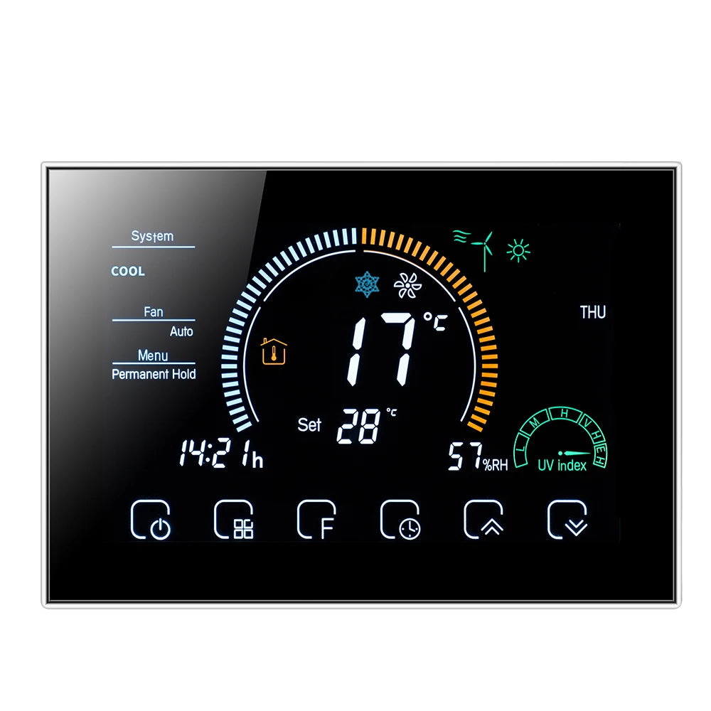 TUYA Wi-Fi Smart Large Colorful Screen Room Programmable Air Thermostat WIFI for Switch Heating Cooler Bridge Voice Alexa