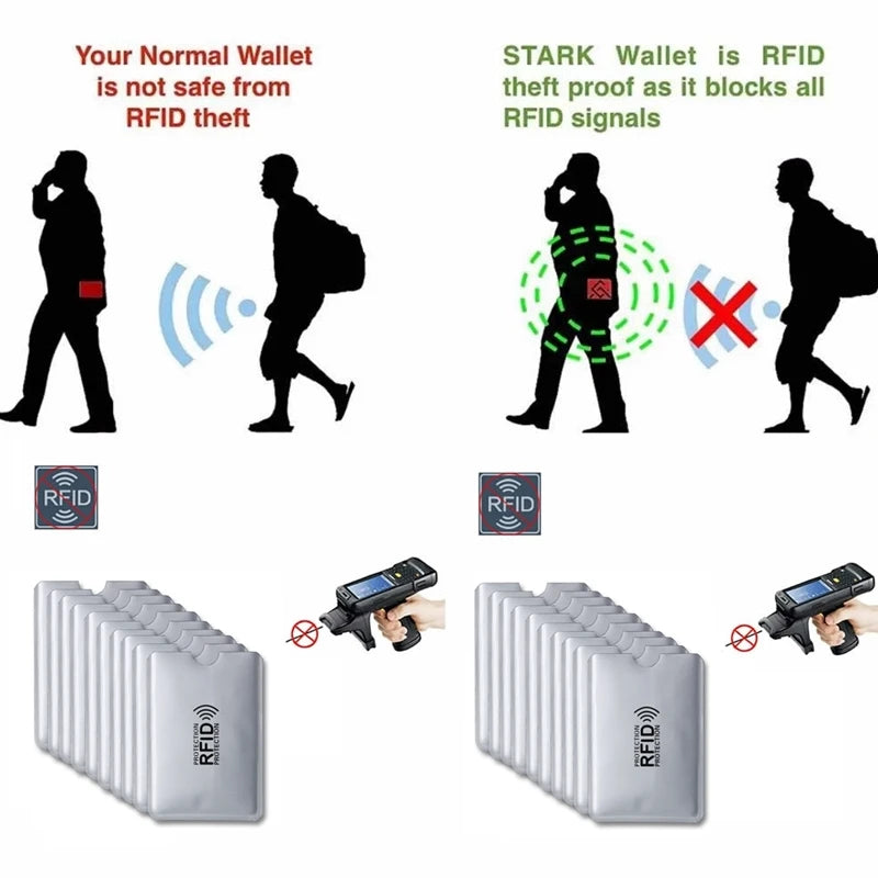 5/10/20pcs Portable Anti Rfid Wallet Blocking Reader Lock Bank Card Holder Id Bank Card Case Protection Metal Credit Card Holder