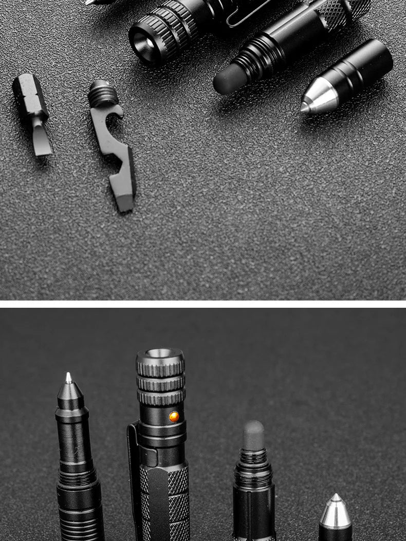 10-In-1 Multi Function Tactical Pen Emergency Flashlight Screwdriver Bottle Opener Outdoor Survival Self Defense Rescue EDC Tool