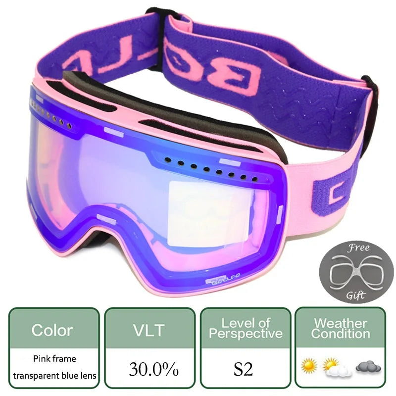 Ski Goggles Snowboard Mask For Men Women Skiing Eyewear UV400 Snow Protection Over Glasses Magnetic Mountaineering Glasses