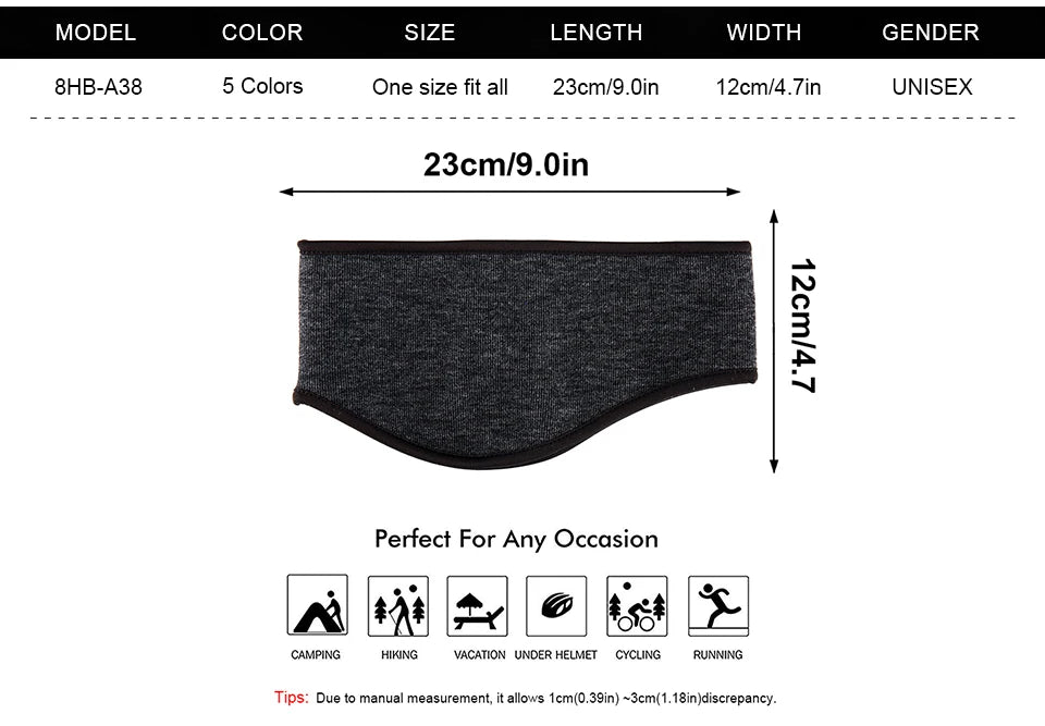 Thermal Fleece Headband Winter Warm Sweatband Head Band Gym Yoga Sport  Cycling Training Running Fitness Hair Bandage Men Women