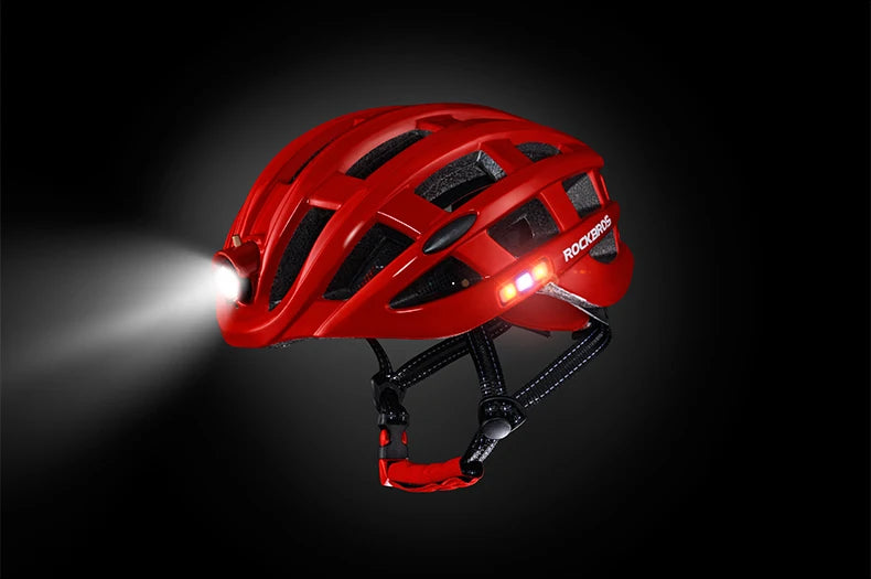 ROCKBROS Bike Headlamp Night Cycling Helmet With Glowing Headlight Warning Light MTB Bicycle Helmet Rechargeable Sport SafetyCap