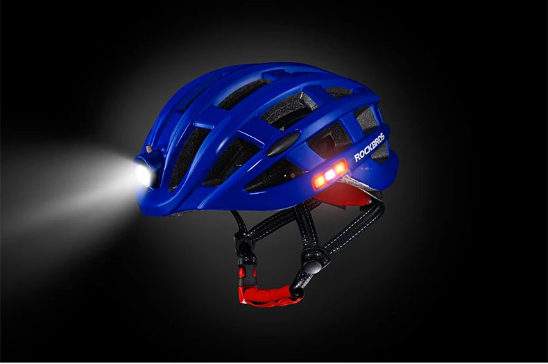 ROCKBROS Bike Headlamp Night Cycling Helmet With Glowing Headlight Warning Light MTB Bicycle Helmet Rechargeable Sport SafetyCap