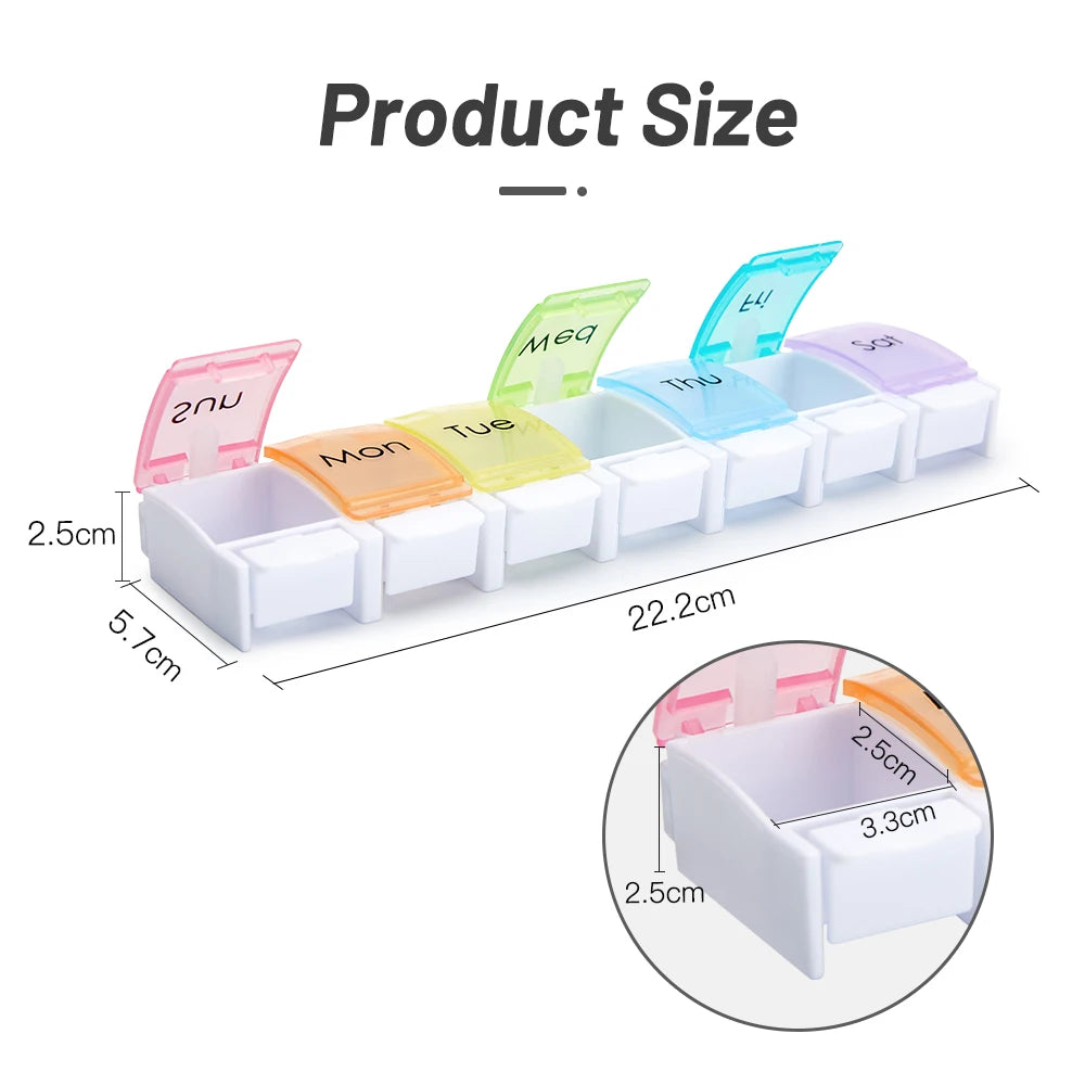 7 Days Weekly Pillbox Tablet Holder Medicine Storage Case Drug Container Pill Box Tablet Storage Box Organizer 7 Cells Pill Case